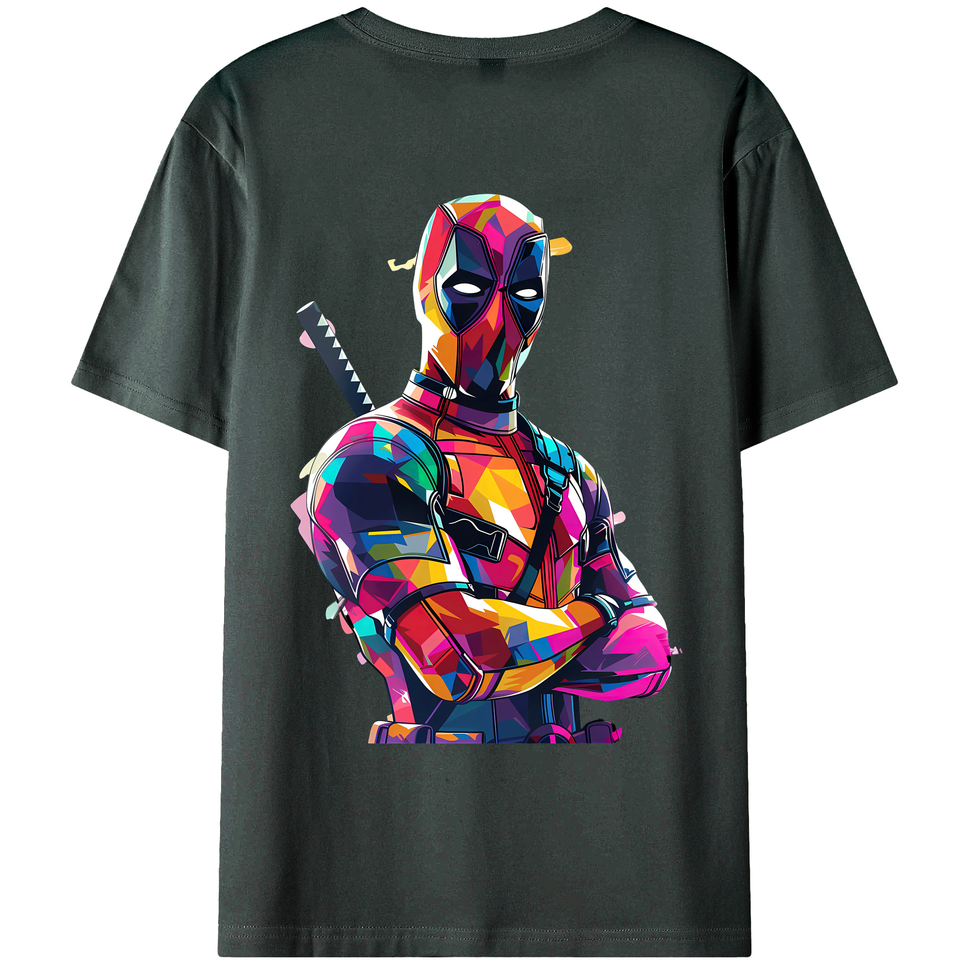 （画像用） Deadpool デッドプール 綿100％ メンズ半袖Tシャツ（バックプリント） 通気性